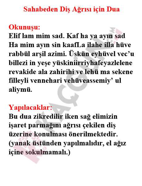 Diş Ağrısı İçin Okunacak Dua